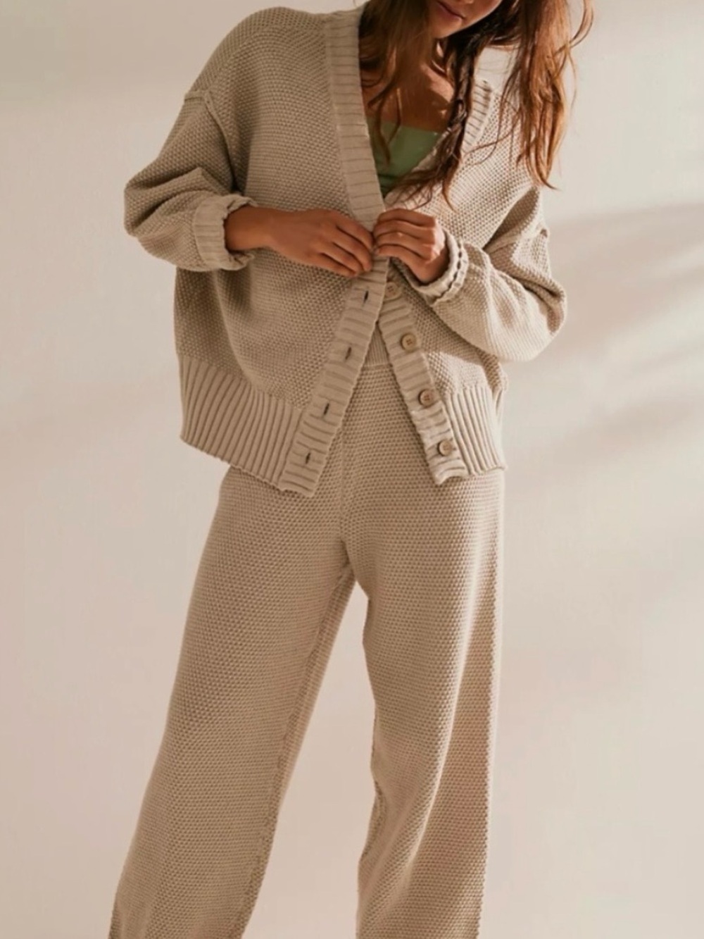 Cozy Knit Cardigan & Pants Set in Brown - Picture 2 of 11